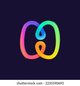Logo de la letra H. Icono de una línea de gradiente arcoiris. Emblema multicolor que se opone con brillo brillante. Ideal para aplicaciones coloridas, diseño de arte callejero, publicidad brillante, empaque de juguetes, identidad multimedia.