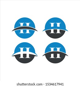 Letter H logo set icon vector design in circle