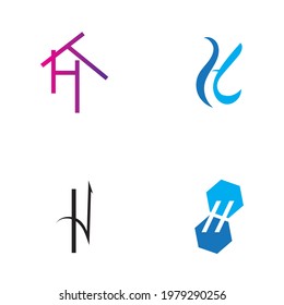 Letter H logo set icon vector design template