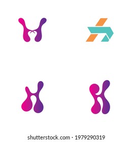 Letter H logo set icon vector design template