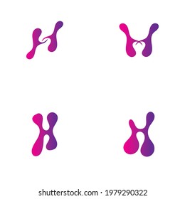 Letter H logo set icon vector design template