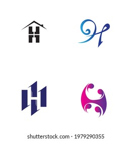 Letter H logo set icon vector design template