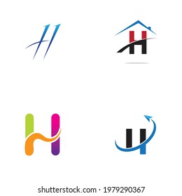 Letter H logo set icon vector design template