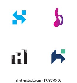 Letter H logo set icon vector design template
