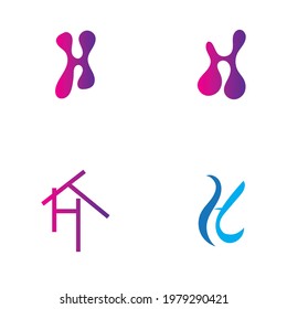 Letter H logo set icon vector design template