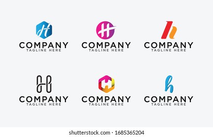 Letter H logo set vector letter logo set template