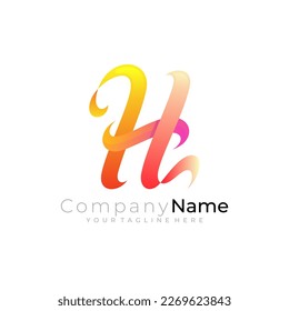 Buchstabe H-Logo mit einfacher Design-Vektorgrafik, H-Logo und Band