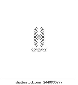 Letter H logo with simple grid line