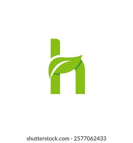 Letter H Logo Simple Leaf