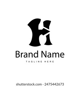 Letter H logo in simple style black alphabet H illustration template