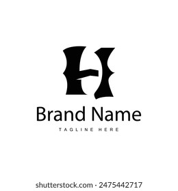 Letter H logo in simple style black alphabet H illustration template