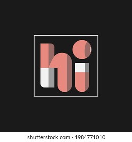letter H and i logo with soft and cool colors