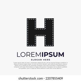 letter H logo for strip film vector illustration and white background