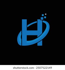 minimal Linie Buchstabe H Logo anfänglich mit Technologiekonzept