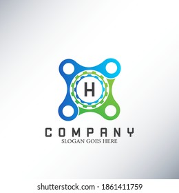 Letter H Logo, Technology and Industrial Service Concept Gear and Bracket Initial Logo Vector Design.
