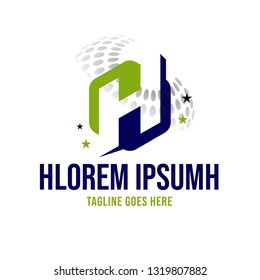 Letter H logo template. Creative logo on hexagonal shape with Flat design style isolated on white background. Can be use as symbol and icon for your business identity. - Vector Illustration