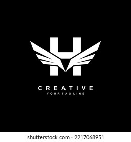 
diseño de la plantilla del logotipo de letra H con alas. Logotipo creativo con alas. símbolo de logotipo moderno. logotipo del ala. símbolo vectorial de la libertad. icono de vuelo