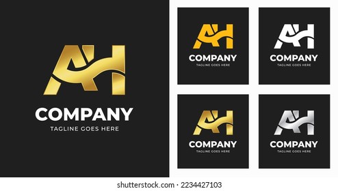 Letter A H logo template design with luxury variation concept modern