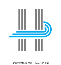 Letter H Logo Template with Lines and Wind Shaped. Simple and Minimalist Logo. Editable Vector Template
