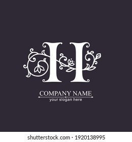 Letter H logo template. Monnogram, delicate floral design. Personal logo. Vector design.