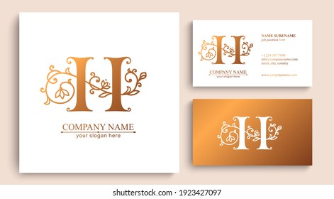 Letter H logo template. Monnogram, delicate floral design. Personal logo. Vector design.