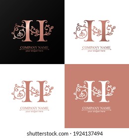 Letter H logo template. Monnogram, delicate floral design. Personal logo. Vector design.