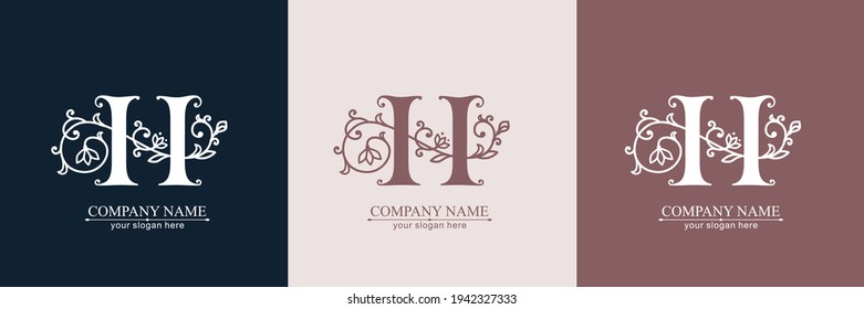 Letter H logo template. Monnogram, delicate floral design. Personal logo. Vector design.