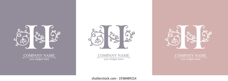 Letter H logo template. Monogram, delicate floral design. Personal logo. Vector design.