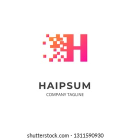 Letter H logo template with soft gradient color. Creative logo with pixel dot design style. Can be use as symbol and icon for your business identity.