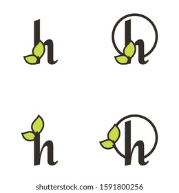 letter h logo template, tree leaf design vector