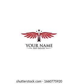 Plantilla de logotipo de letra H. Ilustración vectorial del elemento de diseño de alas. Identidad de marca corporativa