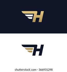 Letter H logo template. Wings design element vector illustration. Corporate branding identity