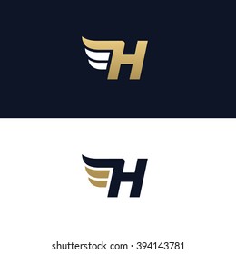 Letter H logo template. Wings design element vector illustration. Corporate branding identity