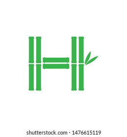 letter H logo vector of bamboo