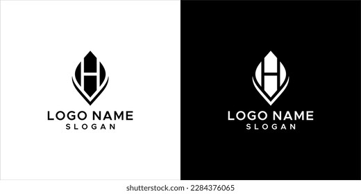 Letter H logo vector in black and white.