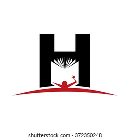letter H logo vector. book logo vector.