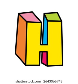 letter H logo vector colorful playful isolated on white background