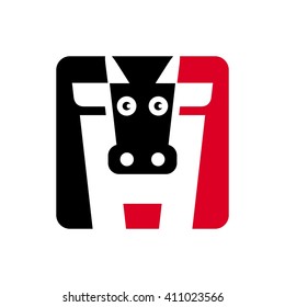 letter H logo vector. cow logo vector.
