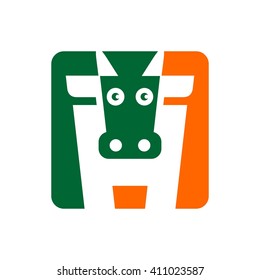 letter H logo vector. cow logo vector.