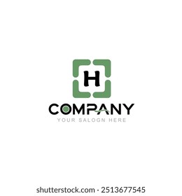 Carta H Logo Vetor Design Illustration com o nome da empresa e seu texto aqui Logo Template em fundo branco.