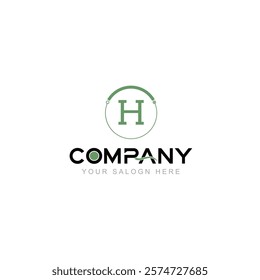 Letter H Logo Vector Design Illustration with Company Name and Your Text Here. Logo Template on white background.