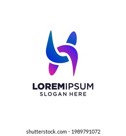 Ilustración vectorial del logotipo de la letra H, inspiración de diseño. Iconos coloridos.