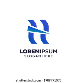 Ilustración vectorial del logotipo de la letra H, inspiración de diseño. Iconos coloridos.