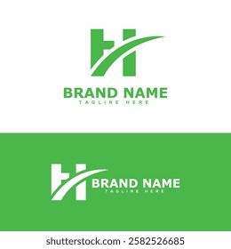 Letter H logo vector with leafy green and white color for your business