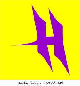 Letter H Logo Vector purple color and yellow background Graphic Business Branding Letter Element Illustration