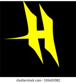 Letter H Logo Vector yellow color and black background Graphic Business Branding Letter Element Illustration