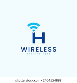 Letter H Logo with WIfi Logo Icon Vector Template