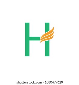 Logo de la letra H con ilustración de diseño de icono de ala