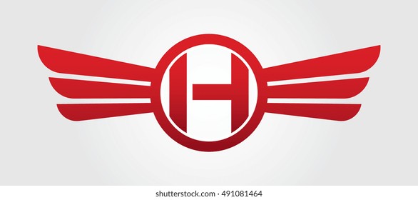 Letter H Logo Winged Red Color - Vector Templates - Exclusive Design Brand Clothing - Trademark Apparel
