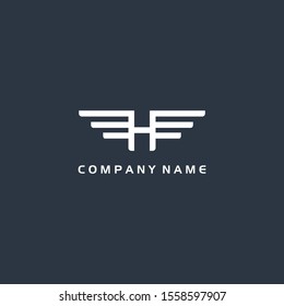 the letter H logo with wings